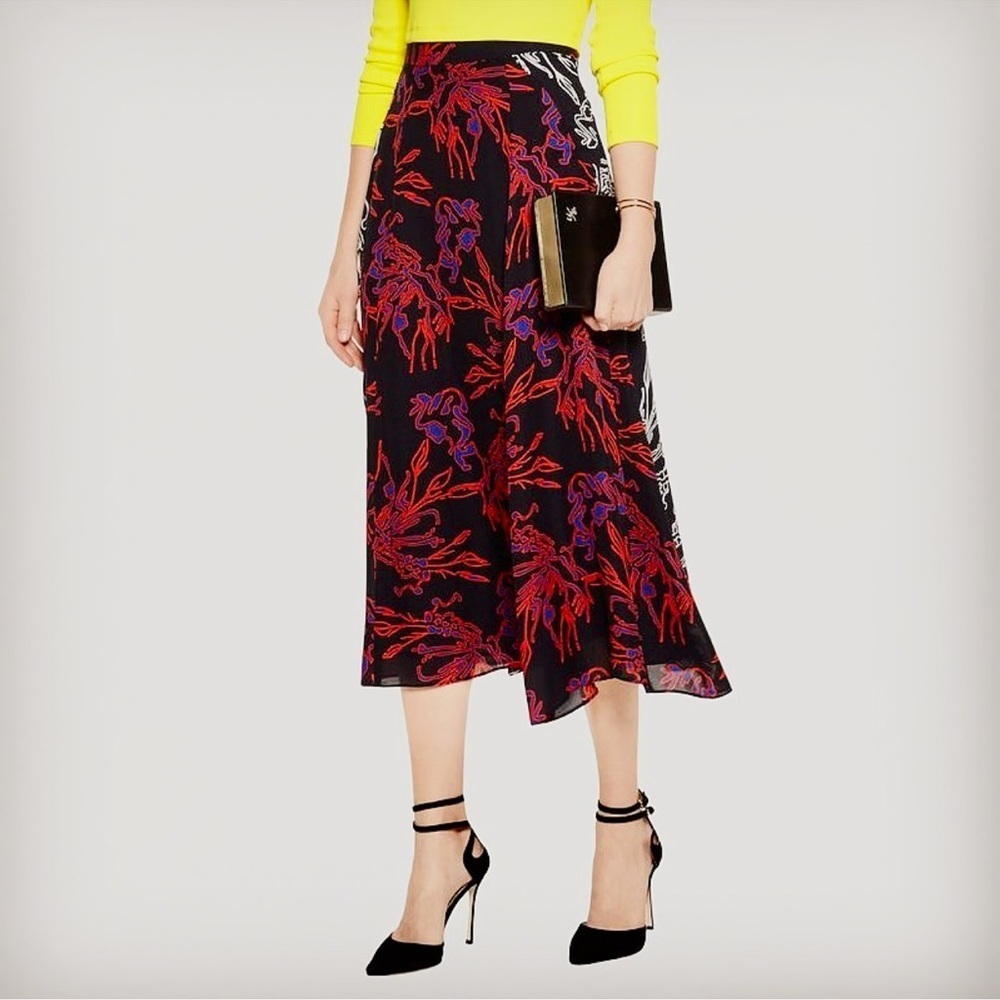 NWOT Tanya Taylor Jackson Printed Silk Midi Skirt Size 00